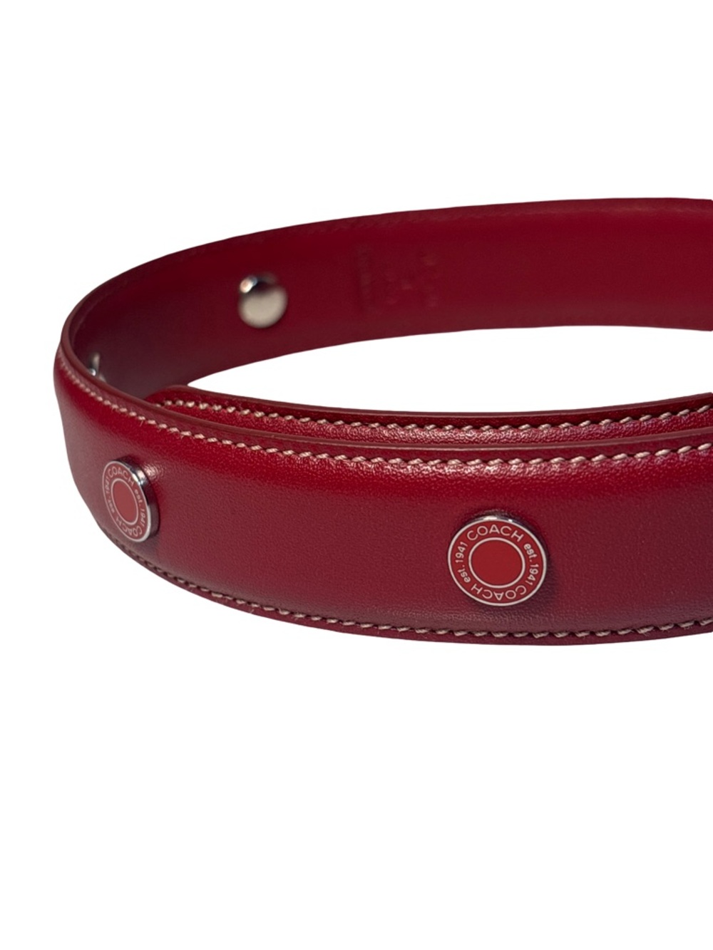 COACH Y2K Large Red Dog Collar  Leather with Silver Buckle New in box! - Picture 3 of 10